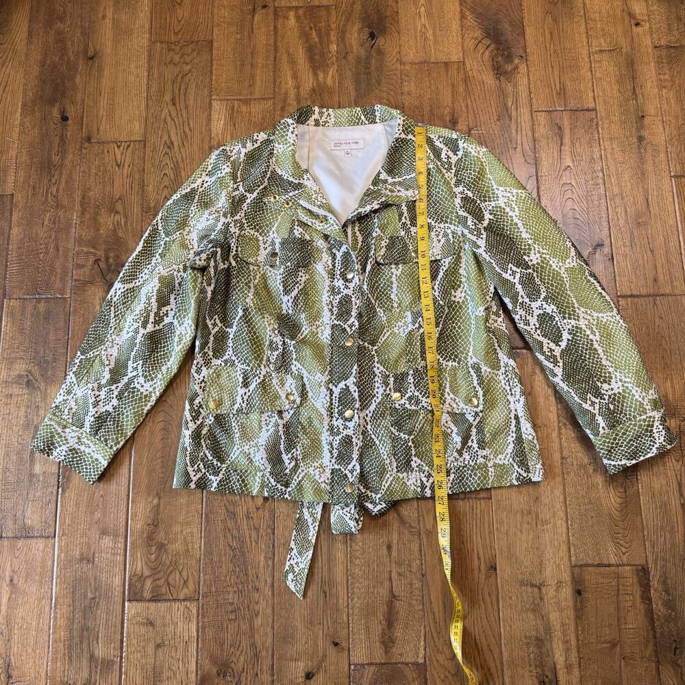 Jones New York Sport Rain Jacket Women's Sz XL Belted Green Snakeskin Pockets - Picture 3 of 6